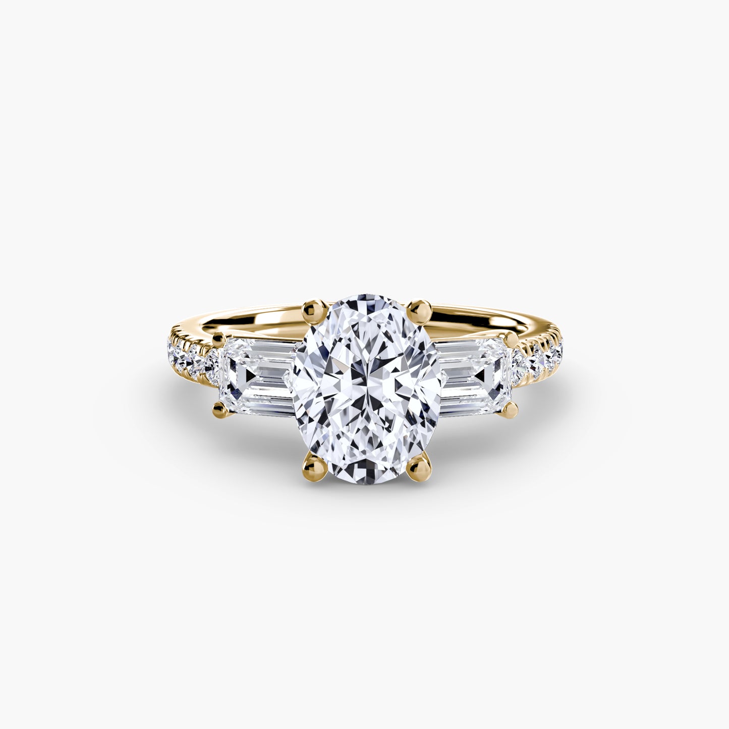Three-Stone Ring with Pavé Band 4